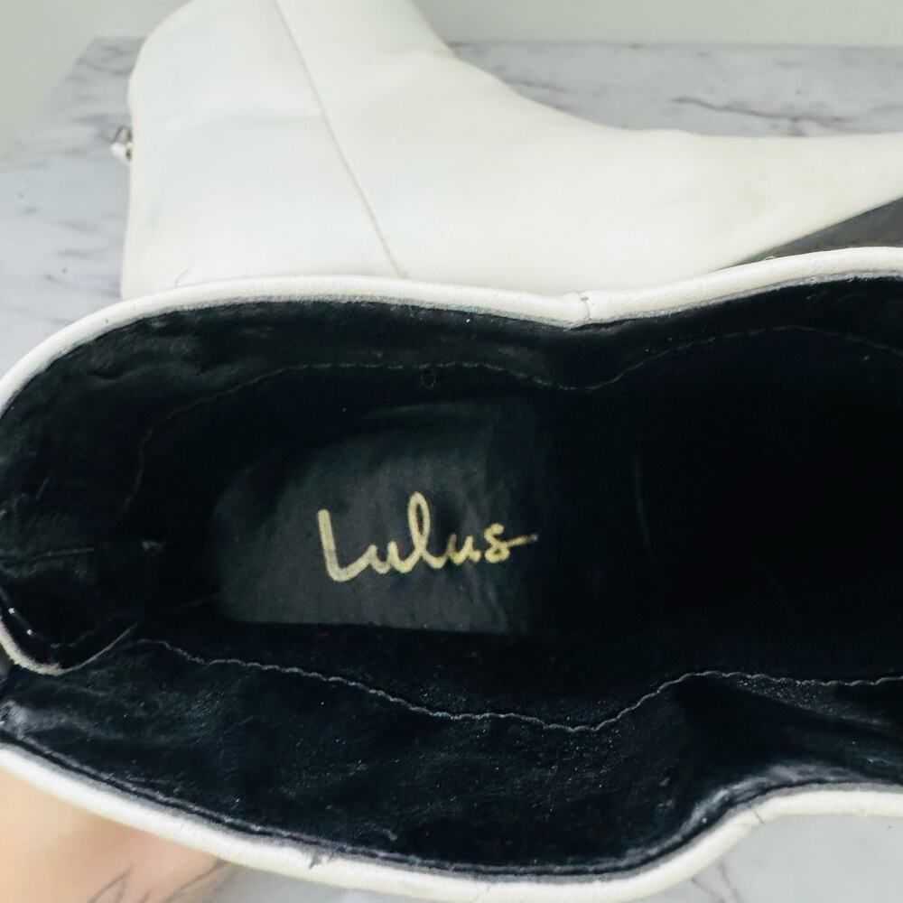 Lulus White Leather Ankle Booties Women’s Size 10 - Picture 10 of 11